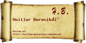 Heitler Bereniké névjegykártya